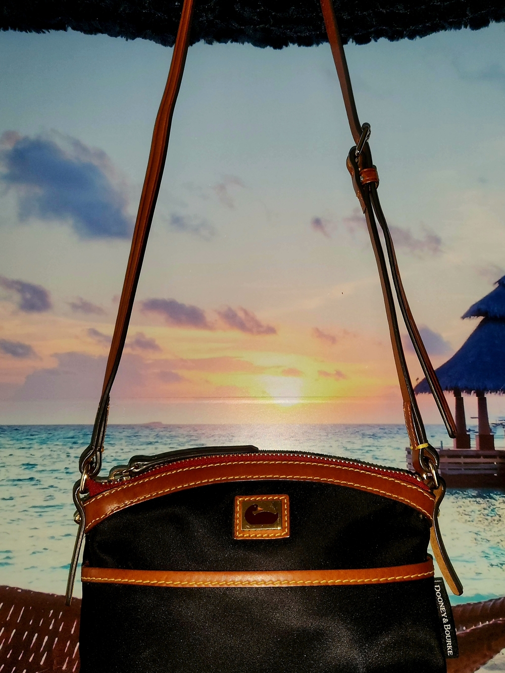 Dooney & Bourke Black and Tan Crossbody Bag
